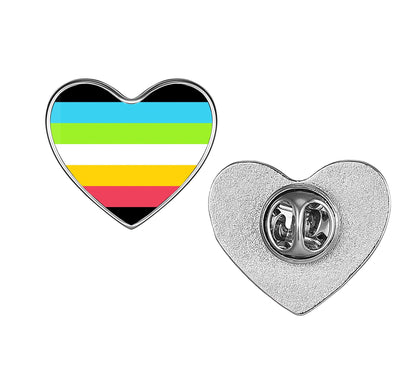 LGBT Pride Flag Pinback Button – Metal Lapel Pin in Circle, Heart or Square