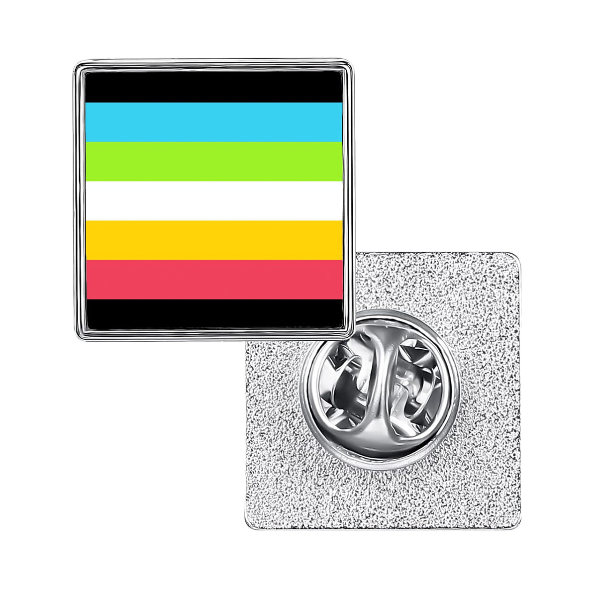 LGBT Pride Flag Pinback Button – Metal Lapel Pin in Circle, Heart or Square