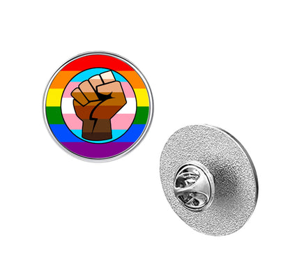 LGBT Pride Flag Pinback Button – Metal Lapel Pin in Circle, Heart or Square