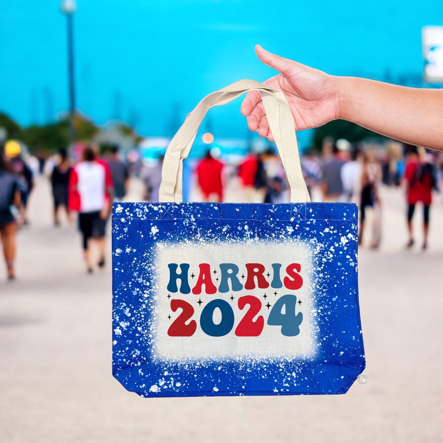 Retro Harris 2024 Blue Bleach Design Tote Bag