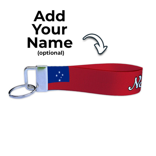 Samoan Flag Personalized Name Nylon Key Fob - Custom Wristlet Keychain