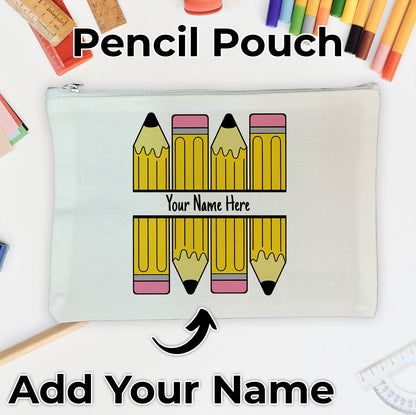 Split Pencil Design - Add Your Name Pencil Pouch for School Supplies