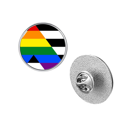 LGBT Pride Flag Pinback Button – Metal Lapel Pin in Circle, Heart or Square