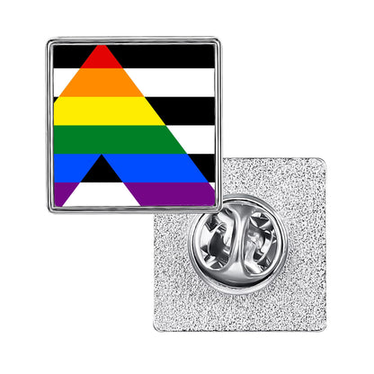 LGBT Pride Flag Pinback Button – Metal Lapel Pin in Circle, Heart or Square
