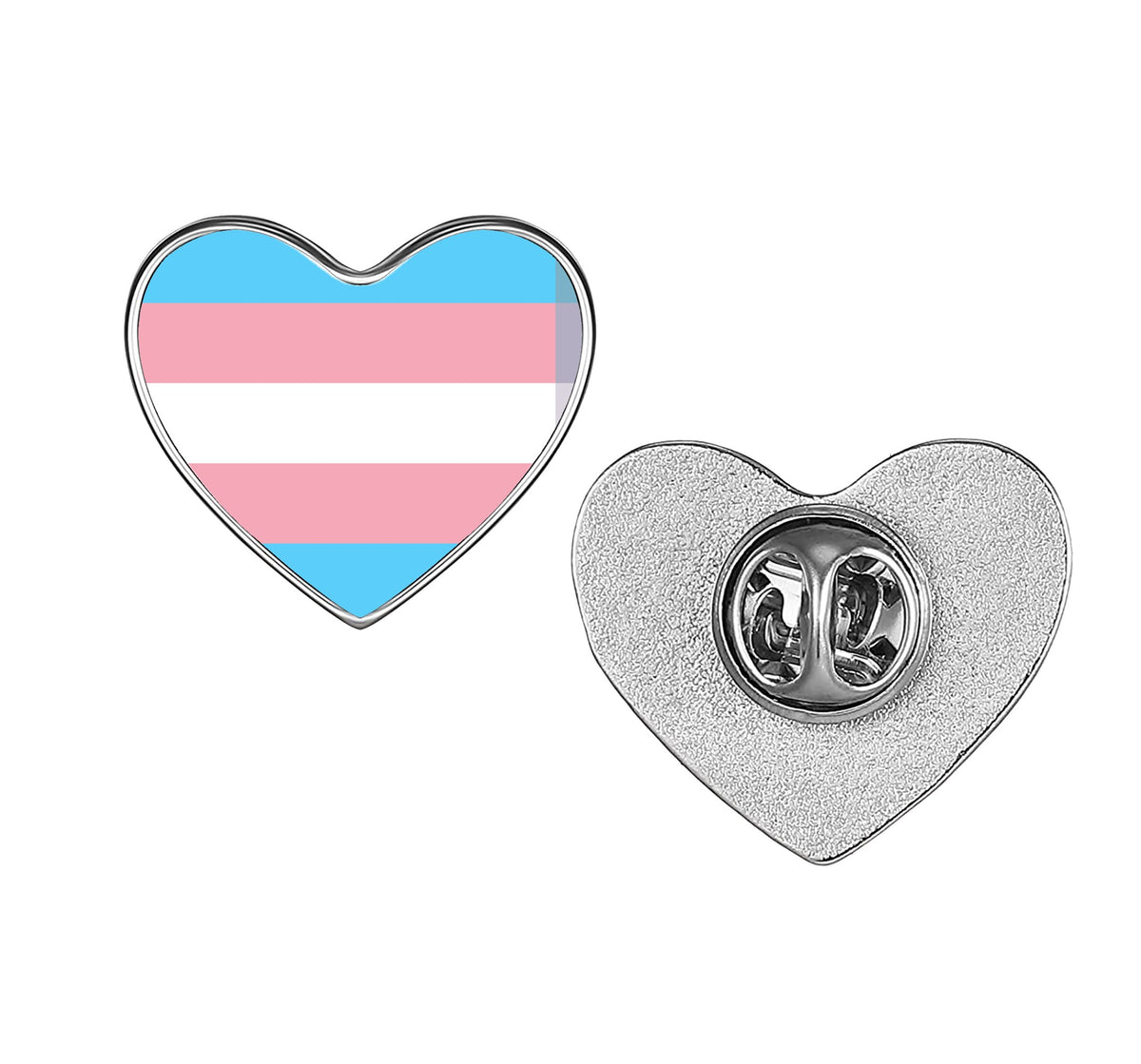LGBT Pride Flag Pinback Button – Metal Lapel Pin in Circle, Heart or Square