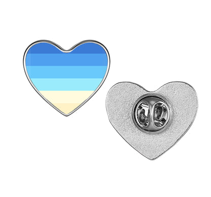 LGBT Pride Flag Pinback Button – Metal Lapel Pin in Circle, Heart or Square