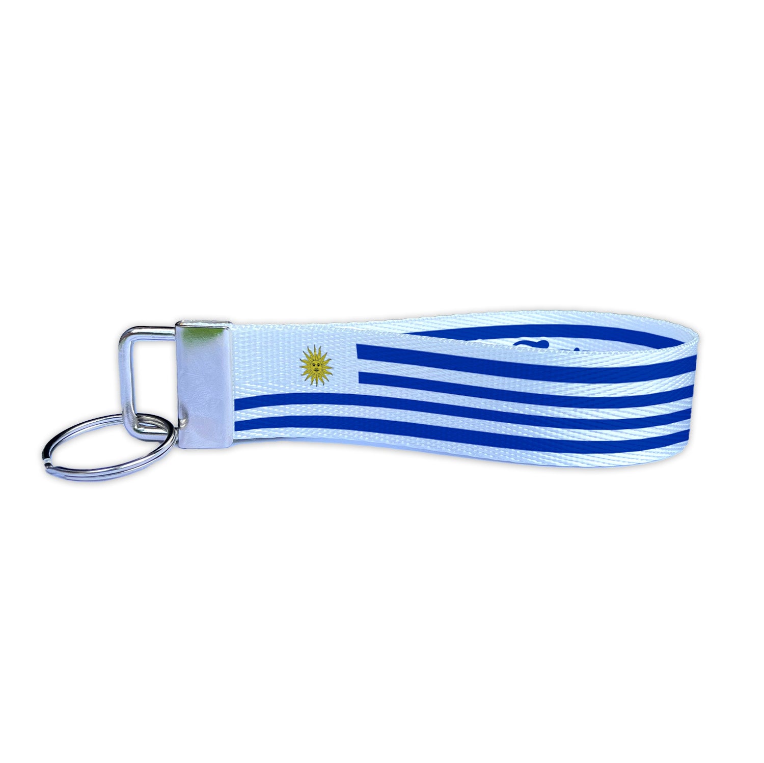Uruguay Flag Personalized Name Nylon Key Fob - Custom Wristlet Keychain