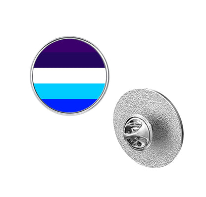 LGBT Pride Flag Pinback Button – Metal Lapel Pin in Circle, Heart or Square