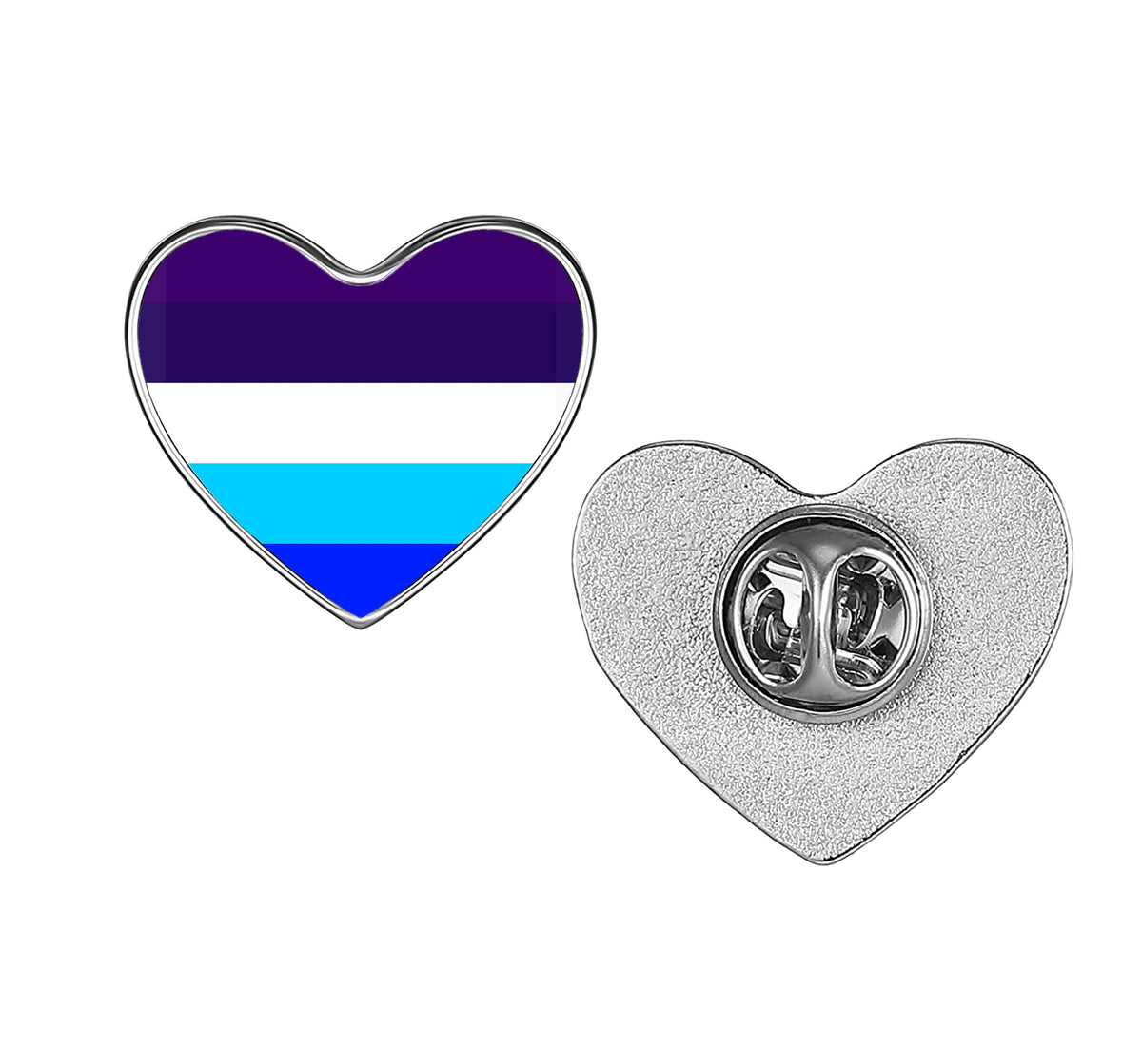 LGBT Pride Flag Pinback Button – Metal Lapel Pin in Circle, Heart or Square