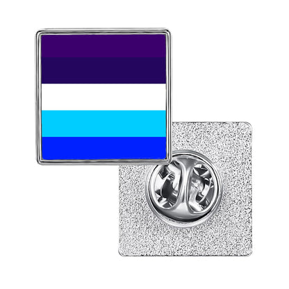 LGBT Pride Flag Pinback Button – Metal Lapel Pin in Circle, Heart or Square