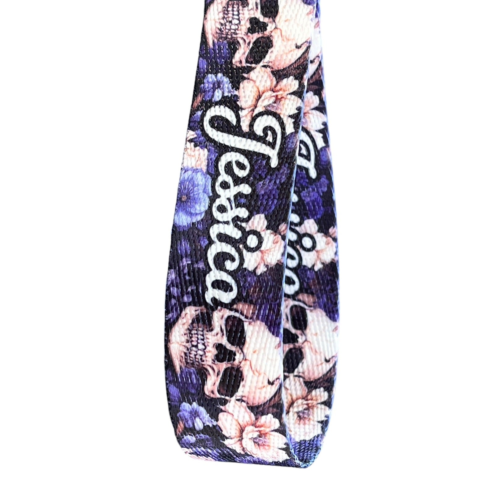 Vintage Skulls and Roses Design Custom Nylon Wristlet Key Fob – Personalized Floral Wristlet for Keys and Essentials