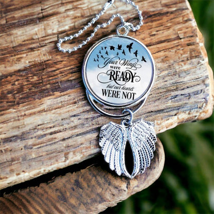 Your Wings Were Ready - Custom Angel Wing Photo Pendant - Rearview Mirror Charm with Pictures