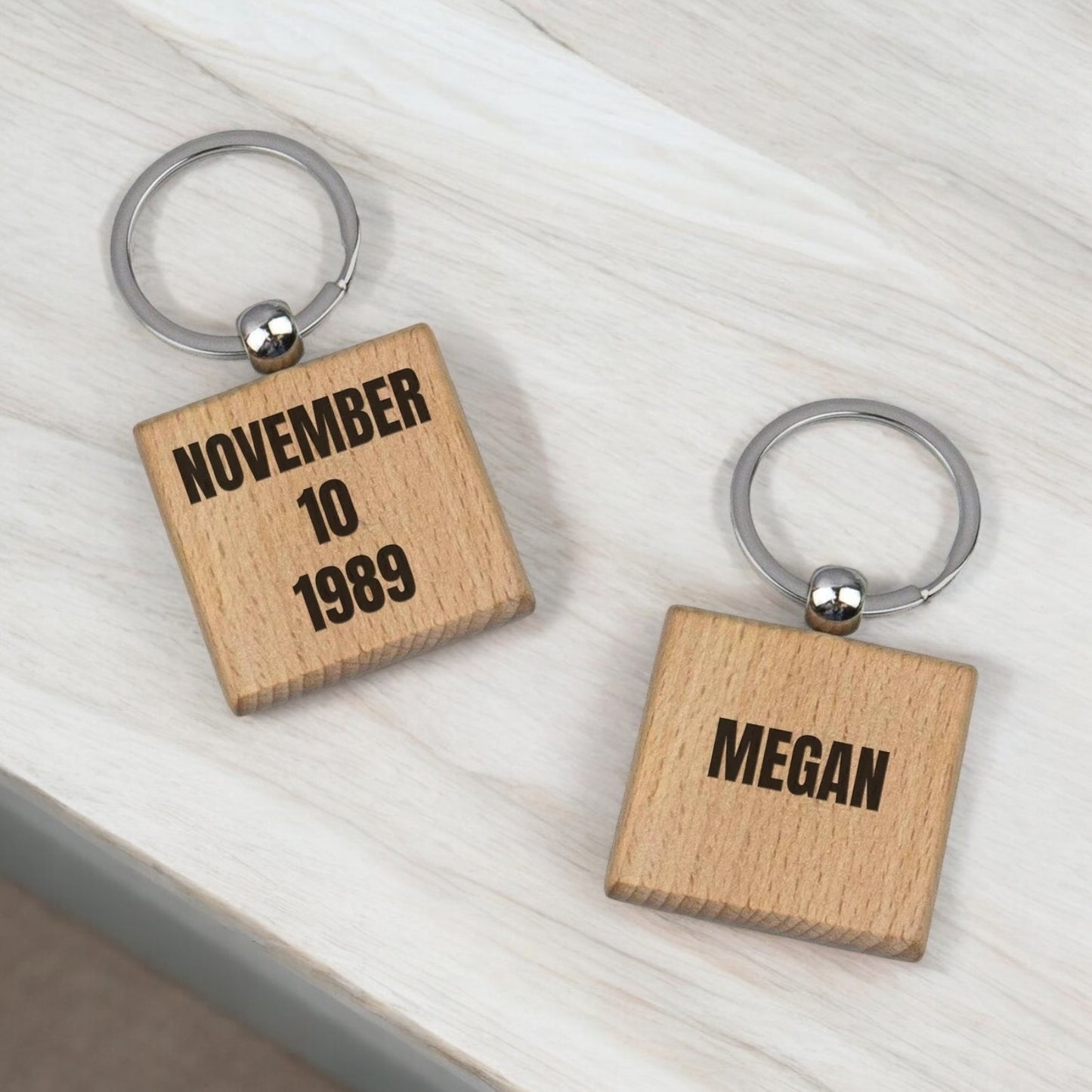 Zodiac Sign Engraved Wooden Keychain - Personalized Astrology Gift