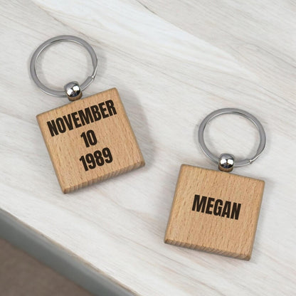 Zodiac Sign Engraved Wooden Keychain - Personalized Astrology Gift