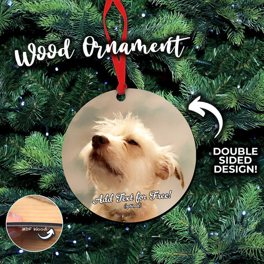Add Your Photo Christmas Ornament - Circle Double Sided Wooden MDF Ornament
