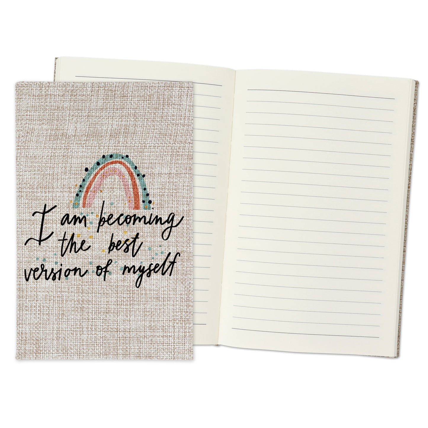 I am Becoming The Best Version of Myself - Affirmation Quote Burlap Notebook Journal with Lined Pages