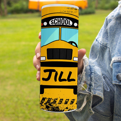 Personalized School Bus Driver Tumbler - 20oz Stainless Steel Tumbler with Lid and Straw