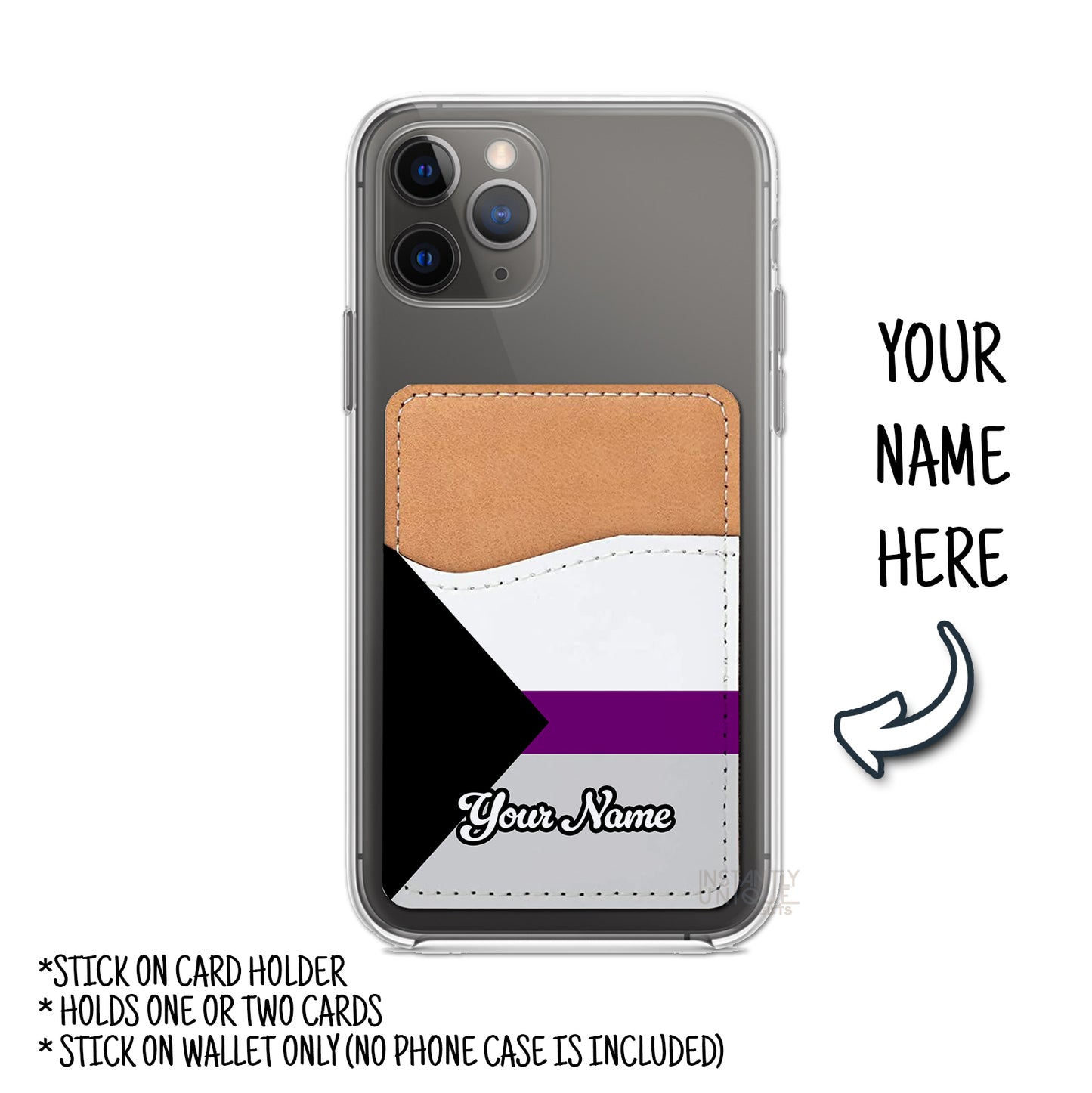 Demisexual Flag Personalized Name Stick On Card Holder - Custom Phone Wallet