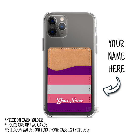 Demisexual Alternative Flag Personalized Name Stick On Card Holder - Custom Phone Wallet
