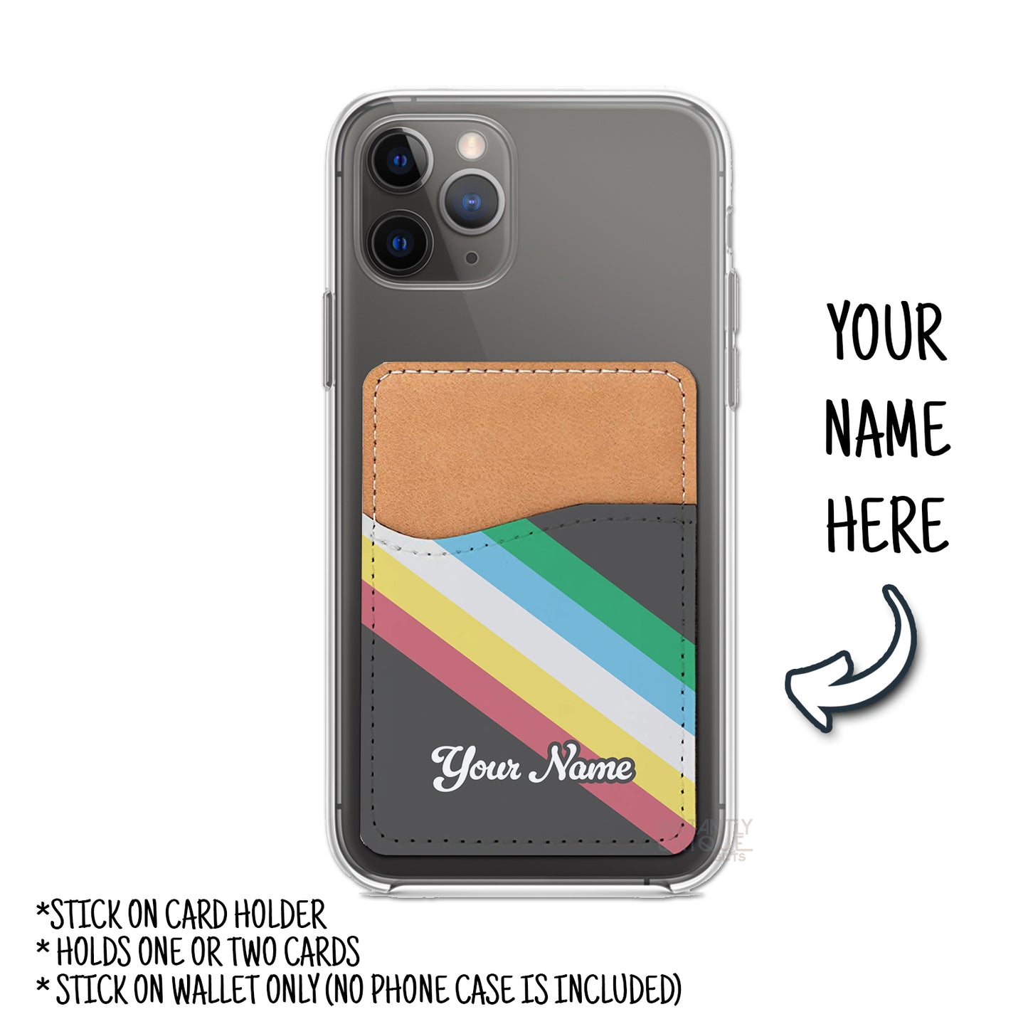 Disability Pride Flag Personalized Name Stick On Card Holder - Custom Phone Wallet