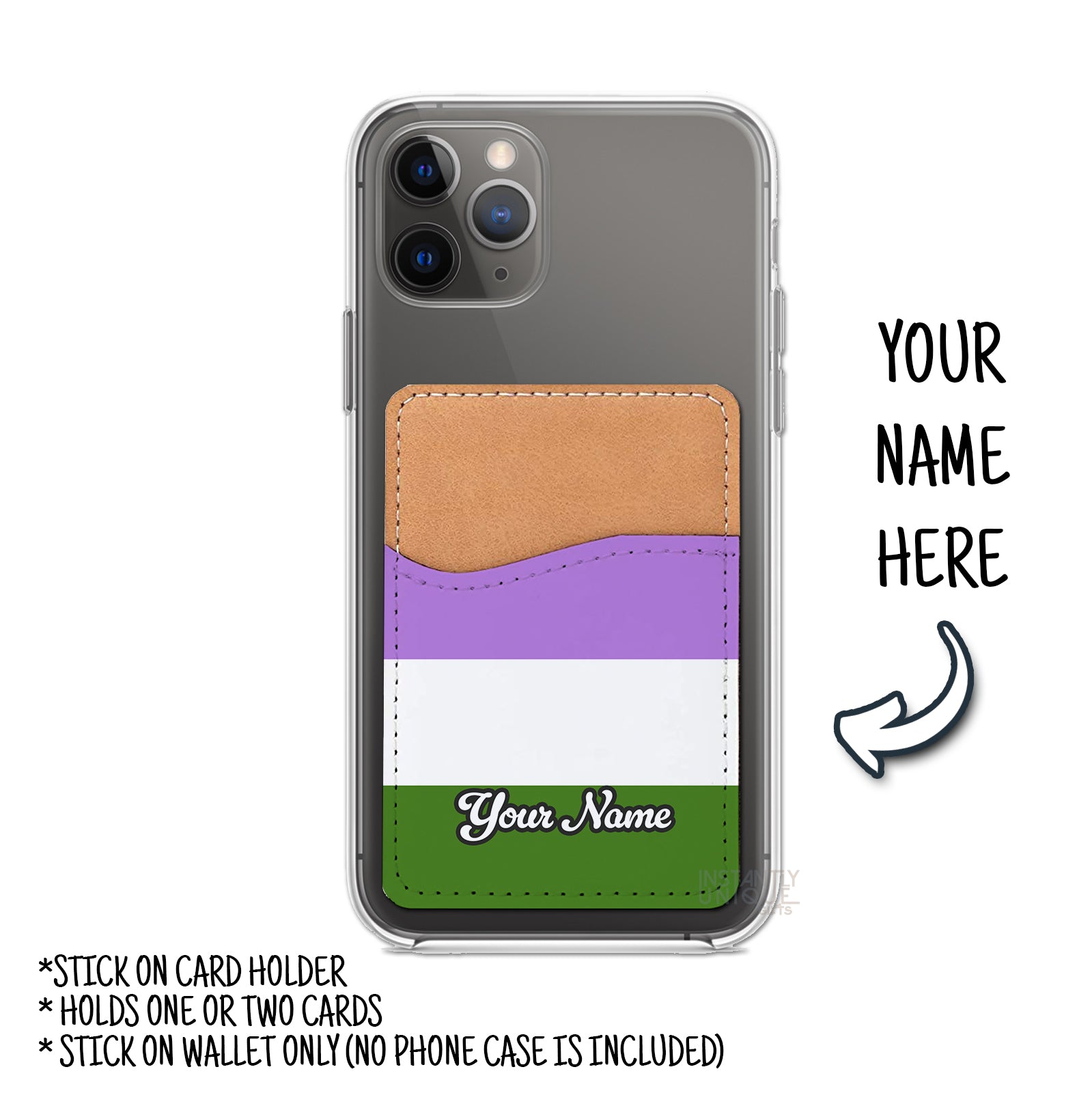 Genderqueer Flag Personalized Name Stick On Card Holder - Custom Phone Wallet
