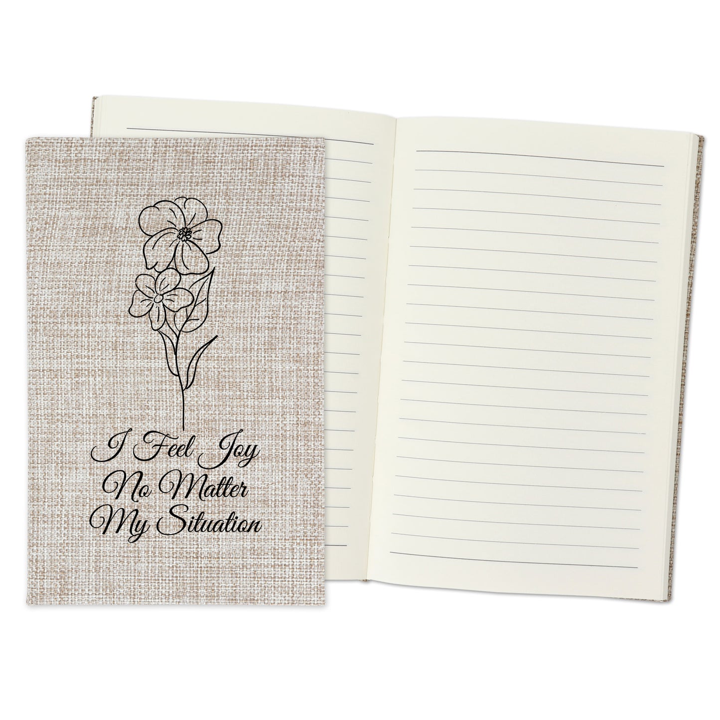 I Feel Joy No Matter My Situation - Affirmation Quote Burlap Notebook Journal with Lined Pages