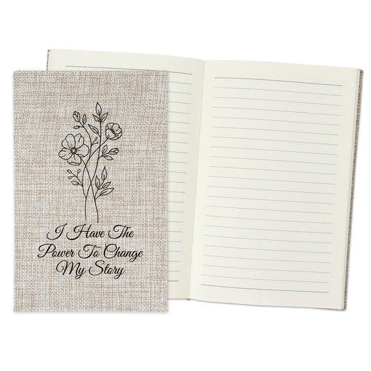 I Have The Power to Change My Story - Affirmation Quote Burlap Notebook Journal with Lined Pages