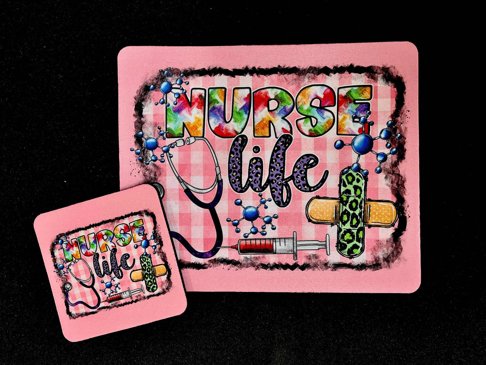 Pink Nurse Life Mouse Pad & Coaster Set