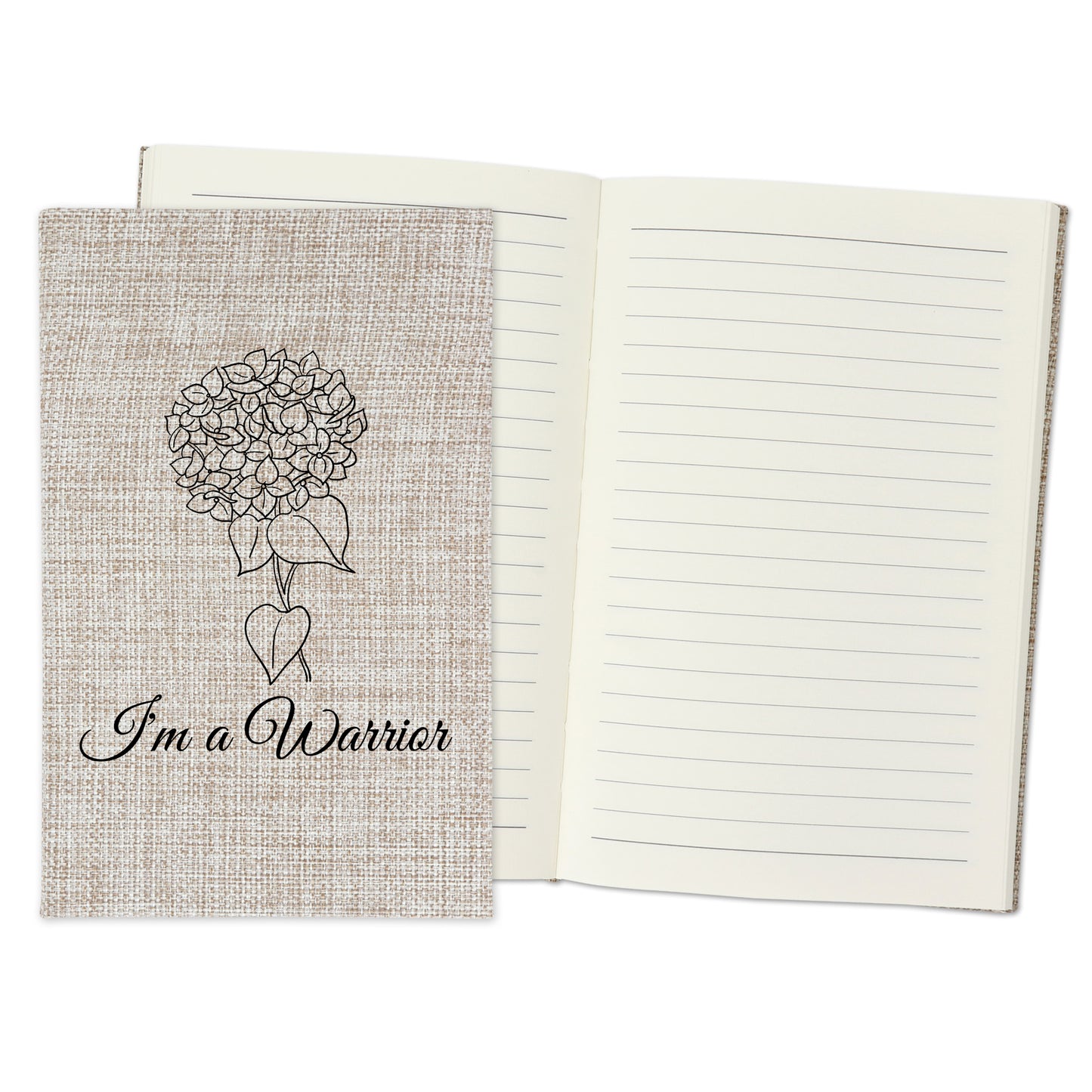 I'm a Warrior - Affirmation Quote Burlap Notebook Journal with Lined Pages