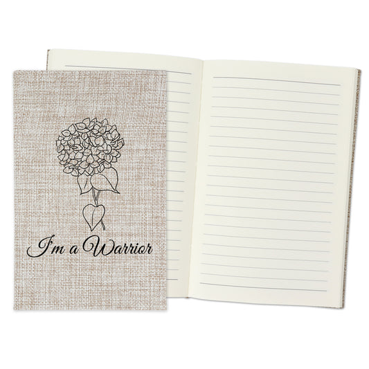 I'm a Warrior - Affirmation Quote Burlap Notebook Journal with Lined Pages