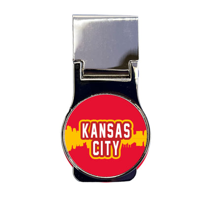 Kansas City Skyline Red and Yellow Design Metal Money Clip