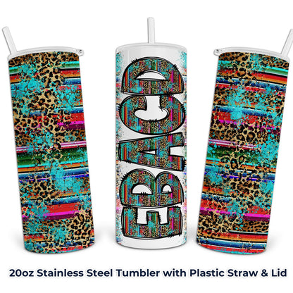 Personalized Leopard Serape Print Tumbler with Your Name
