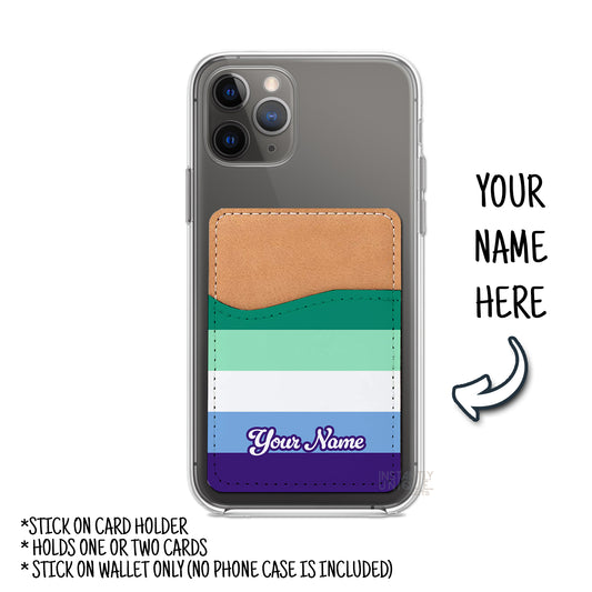 MLM Gay Flag Personalized Name Stick On Card Holder - Custom Phone Wallet