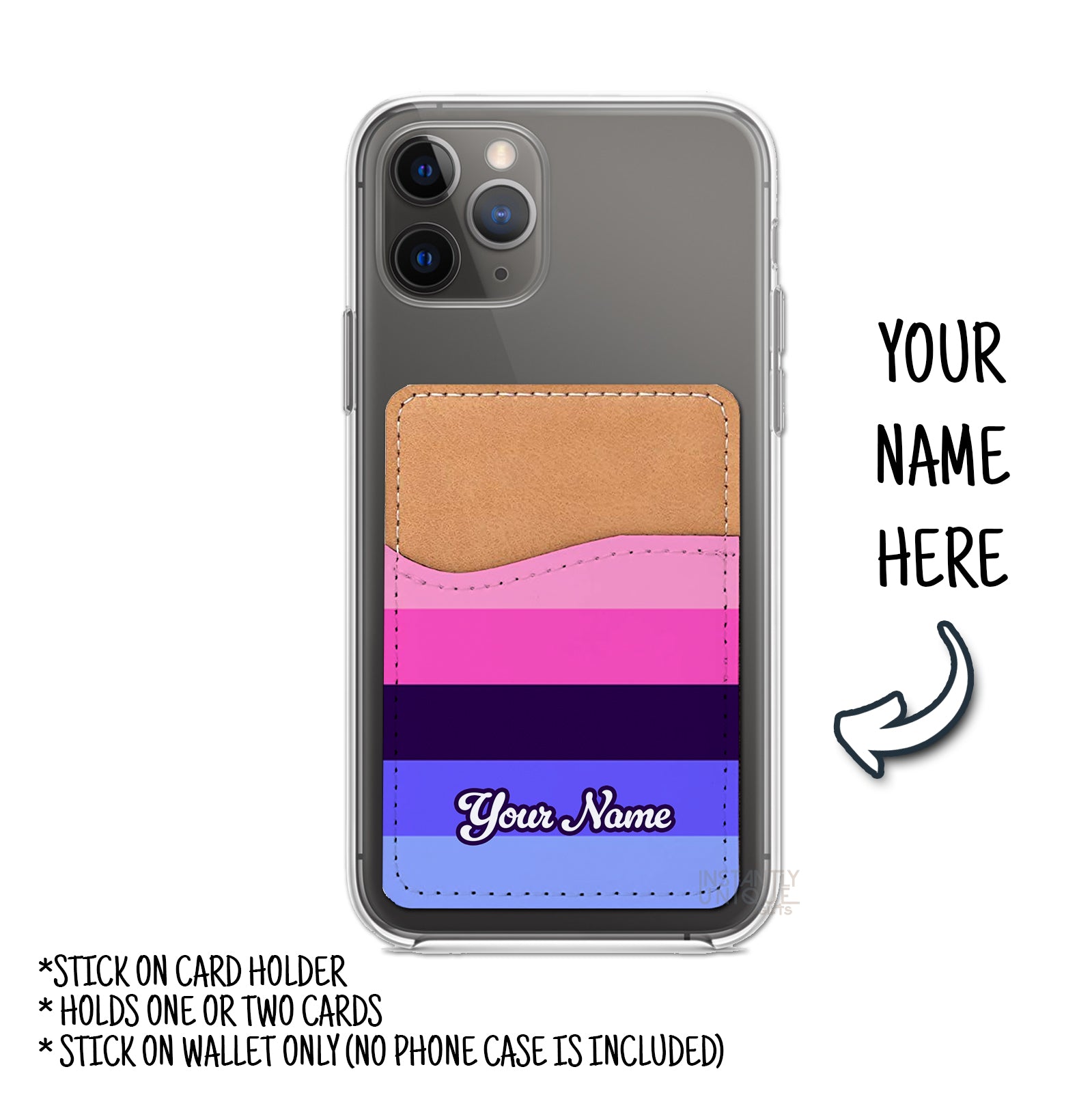 Omnisexual Flag Personalized Name Stick On Card Holder - Custom Phone Wallet