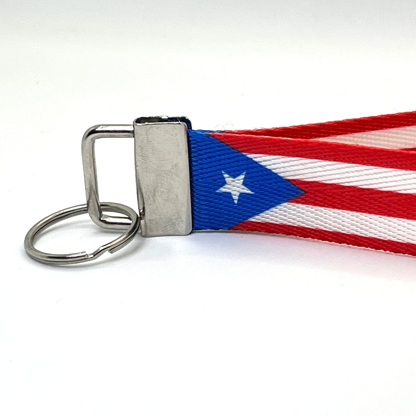 Puerto Rico Flag Personalized Name Nylon Key Fob - Custom Wristlet Keychain