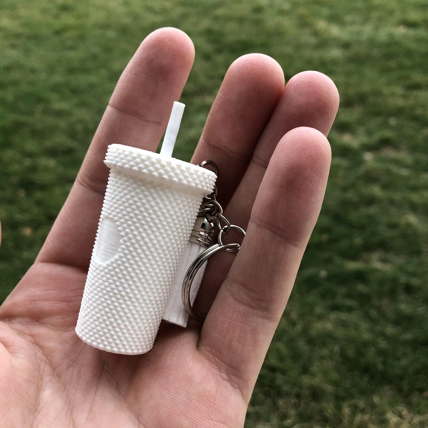 3D Printed Iced Coffee Studded Tumbler Keychain with Charm