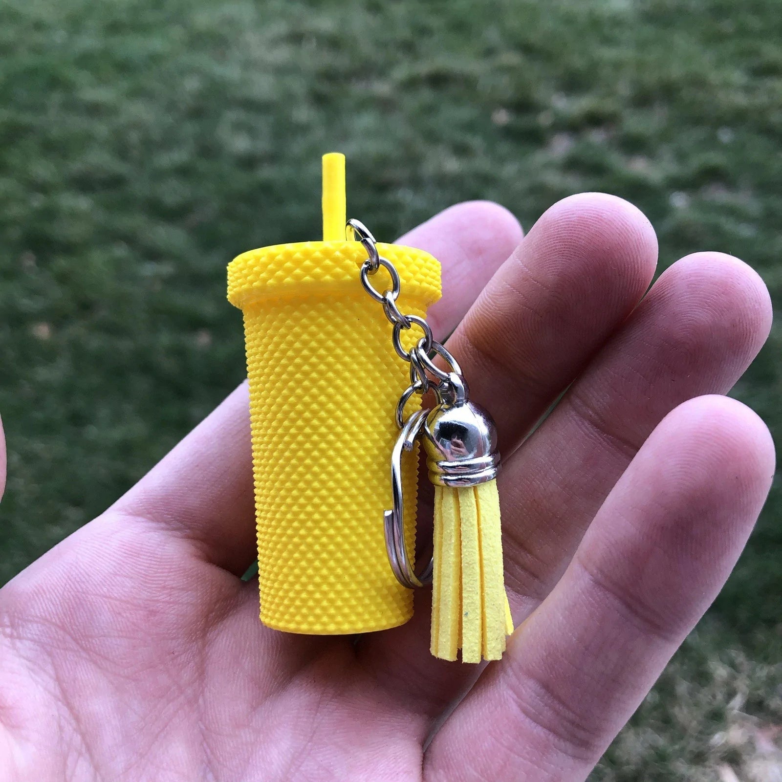 3D Printed Iced Coffee Studded Tumbler Keychain with Charm