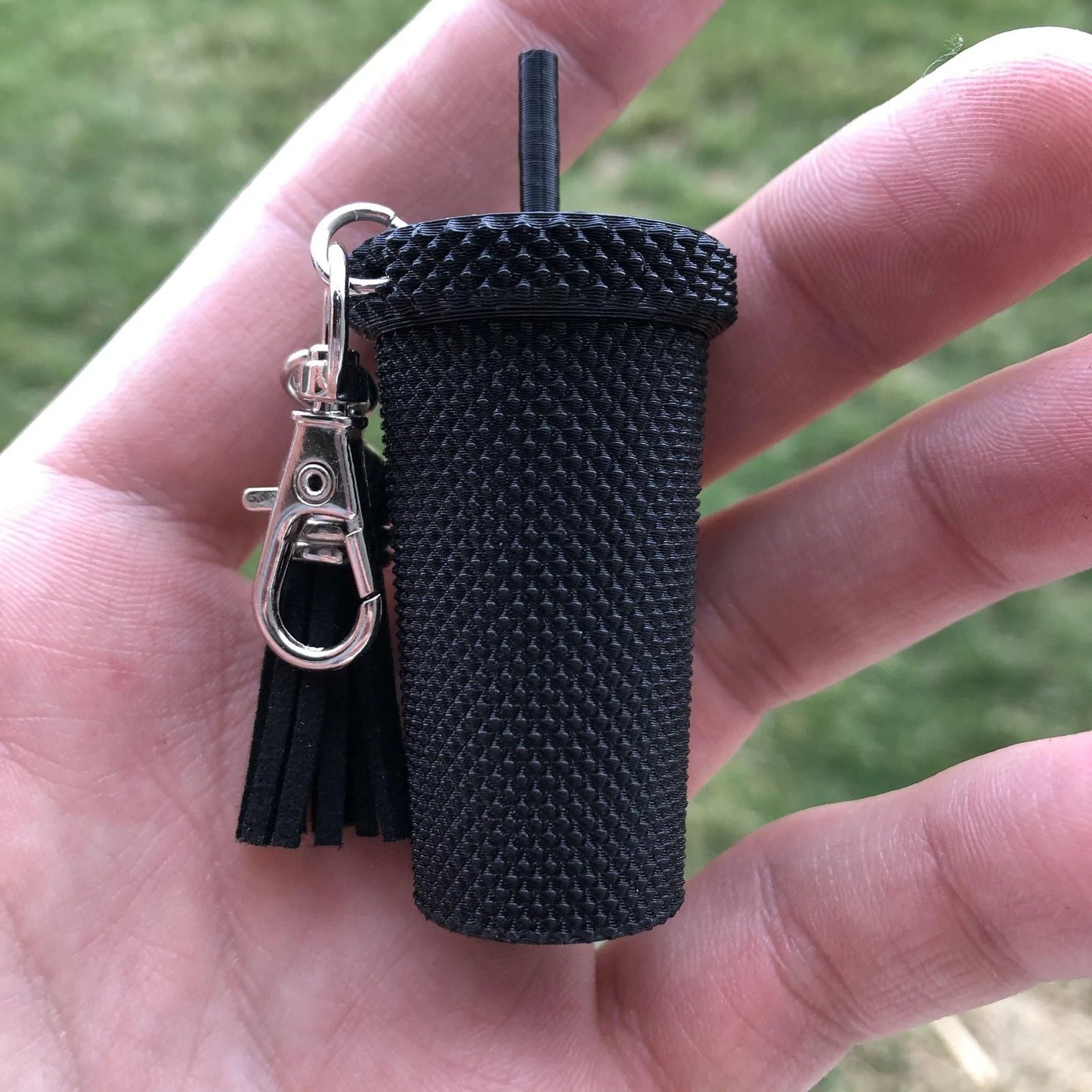 3D Printed Iced Coffee Studded Tumbler Keychain with Charm
