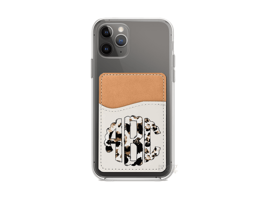 Leopard Letters Personalized Monogram Stick On Phone Wallet - Add Your Custom Monogram