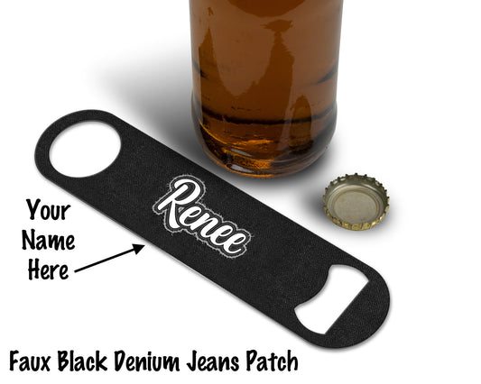 Add Your Name - Faux Black Denim Jeans Patch Bottle Opener