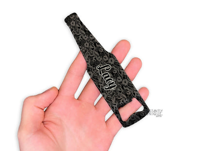 Black Lace Pattern - Add Your Name Stainless Steel Bottle Opener
