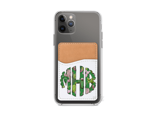 Cactus Letters Personalized Monogram Stick On Phone Wallet - Add Your Custom Monogram