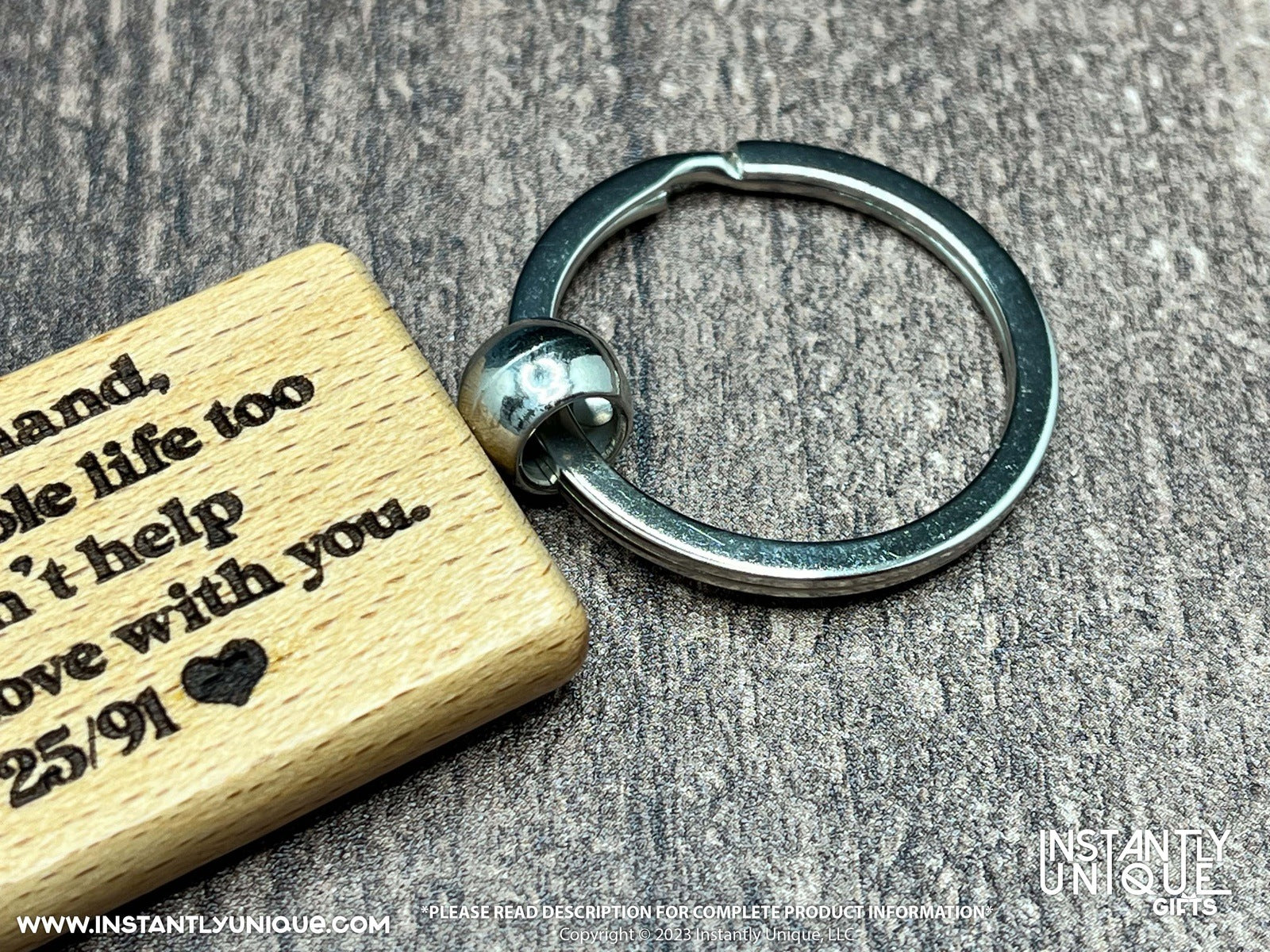 Can't Help Falling in Love with You Quote with Custom Date - Laser Engraved Wood Keychain