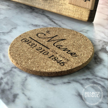 Custom Business Logo Cork Coasters - Laser Engraved