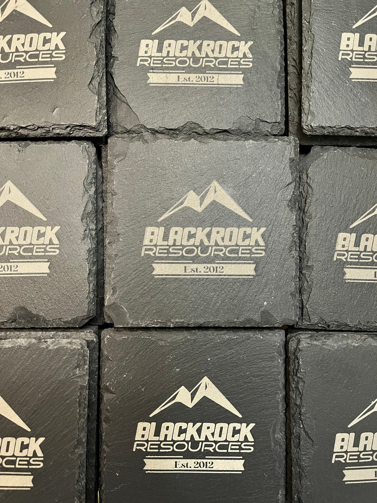 Custom Business Logo Laser Engraved Slate Drink Coasters