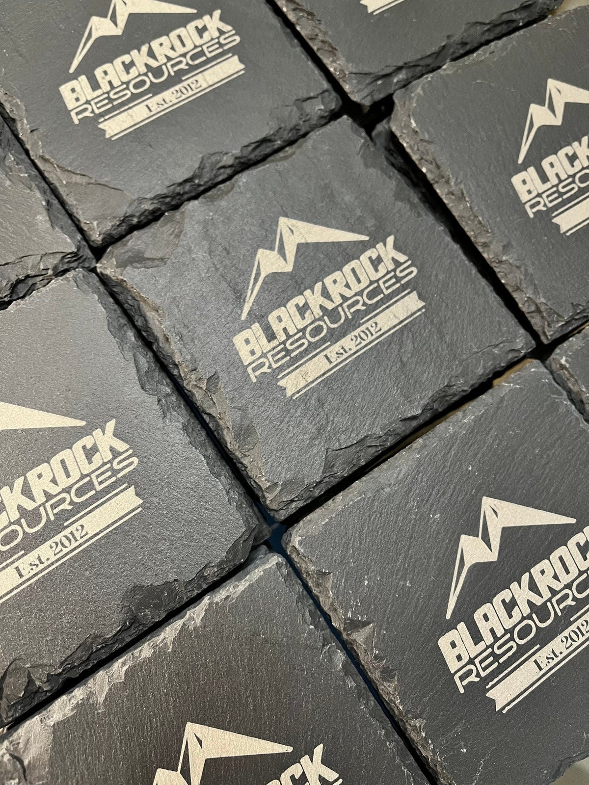 Custom Business Logo Laser Engraved Slate Drink Coasters