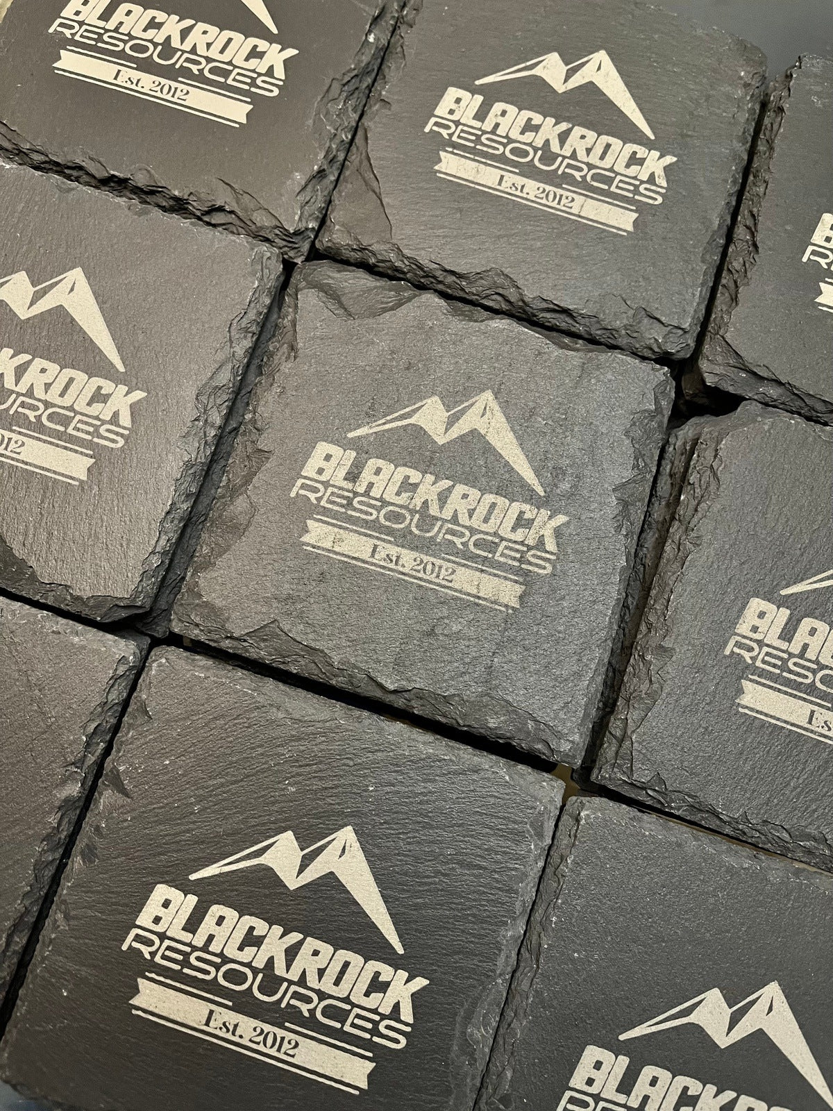 Custom Business Logo Laser Engraved Slate Drink Coasters