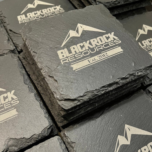 Custom Business Logo Laser Engraved Slate Drink Coasters