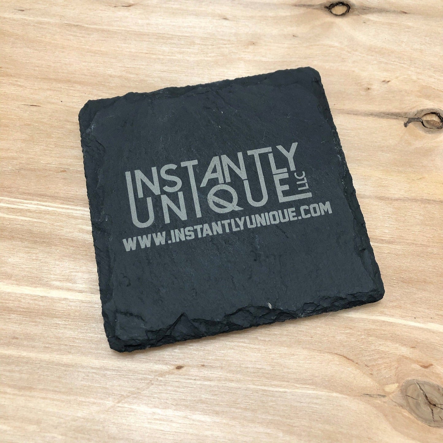 Custom Business Logo Laser Engraved Slate Drink Coasters