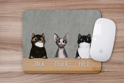 Custom Peeking Cats at the Table Mouse Pad